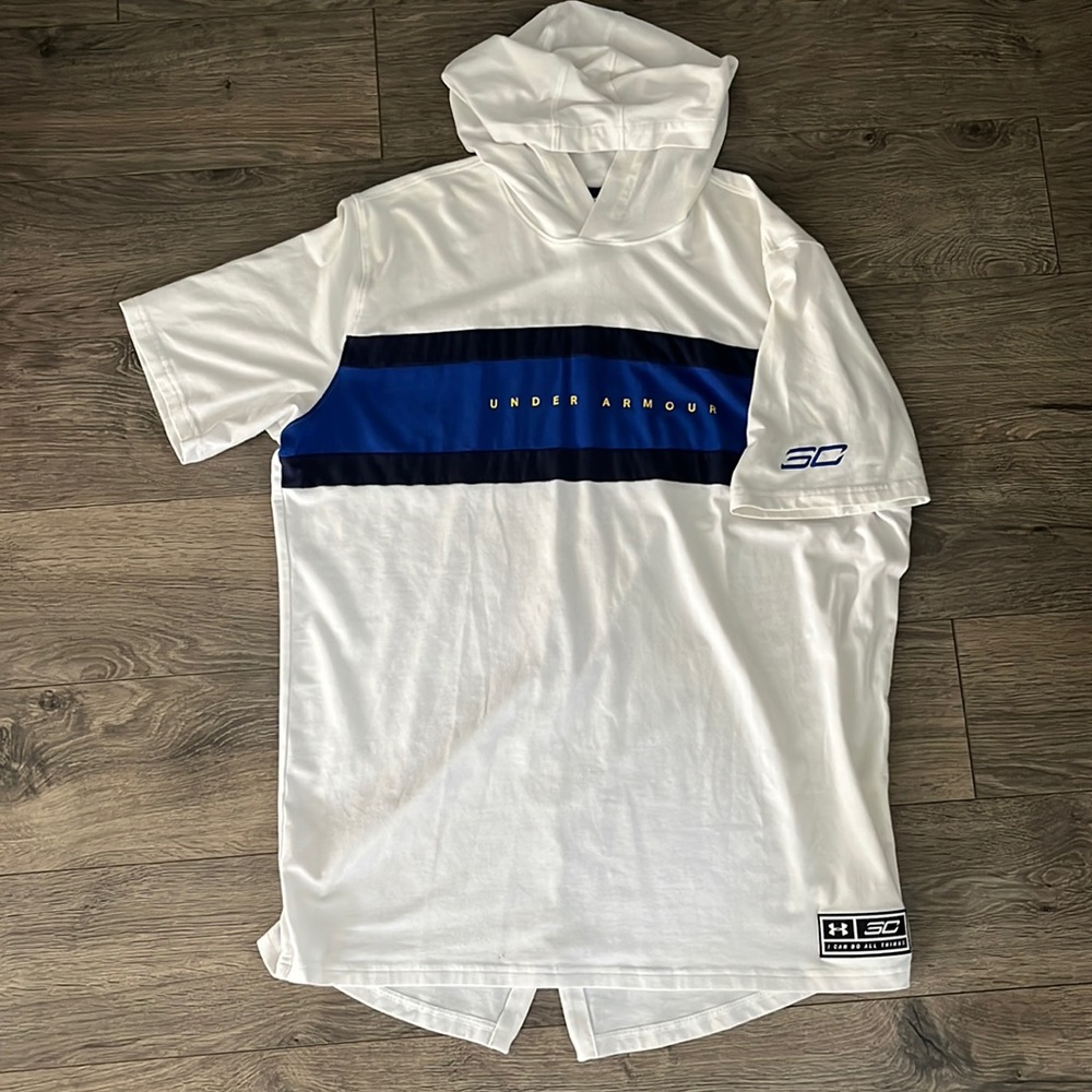 Under Armour SC - XL Fitted Hooded Shirt - White/Blue